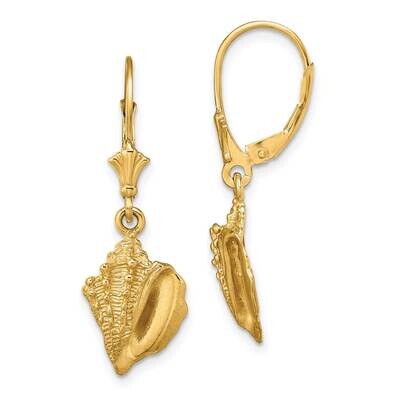 Conch Shell Leverback Earrings 14k Gold TF1815, MPN: TF1815, 637218177264