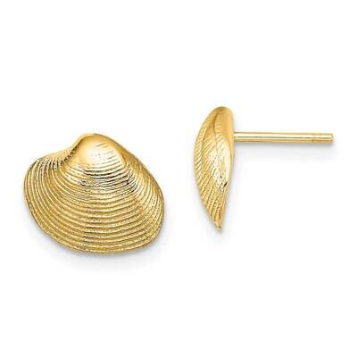 Clam Shell Post Earrings 14k Gold TE787, MPN: TE787, 637218038794
