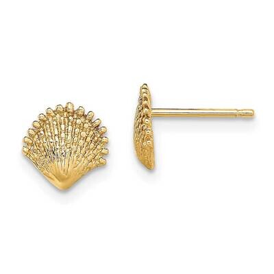 Scallop Shell Post Earrings 14k Gold TE778, MPN: TE778, 637218038107