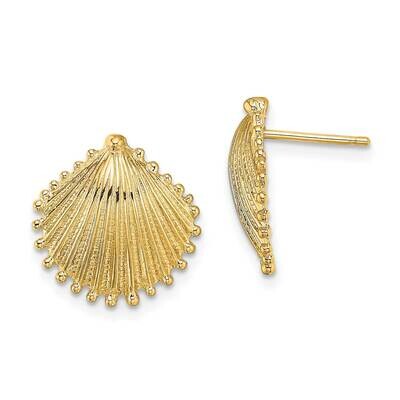 Scallop Shell Post Earrings 14k Gold TE779, MPN: TE779, 637218038114