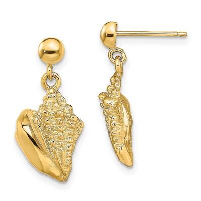 Conch Shell Dangle Earrings 14k Gold TE775, MPN: TE775, 637218038060