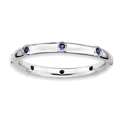 Created Sapphire Ring - Sterling Silver QSK382, MPN: QSK382, 886774216584
