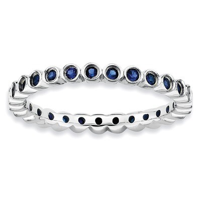 Created Sapphire Ring - Sterling Silver QSK370, MPN: QSK370, 883957125718