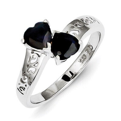 Dark Sapphire Heart Ring Sterling Silver Rhodium-plated QDX848, MPN: QDX848, 883957356020