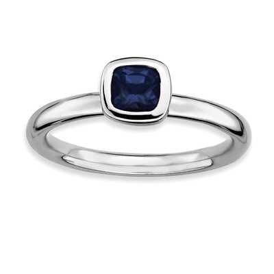 Cushion Cut Sapphire Ring - Sterling Silver QSK454, MPN: QSK454, 886774005041