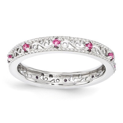 Created Pink Sapphire Ring - Sterling Silver QSK1491, MPN: QSK1491, 886774204901