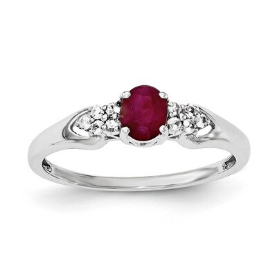 Ruby and White Sapphire Ring Sterling Silver Rhodium-plated QR6383R, MPN: QR6383R, 883957019970