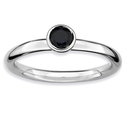 Low 4mm Round Sapphire Ring - Sterling Silver QSK504, MPN: QSK504, 886774007809