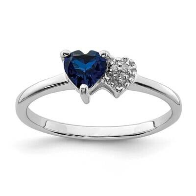 Created Sapphire and Diamond Ring Sterling Silver Polished QR7063SEP, MPN: QR7063SEP, 883957617886