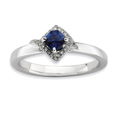Sapphire &amp; Diamond Ring - Sterling Silver Polished QSK649, MPN: QSK649, 886774220888