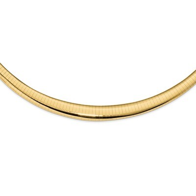 16 Inch 4/8mm Graduated Omega Necklace 14k Gold Polished ODG8-16, MPN: ODG8-16, 191101983214