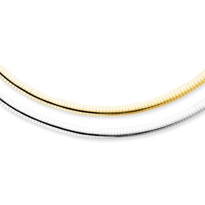 6mm Reversible White &amp; Yellow Domed Omega Necklace 16 Inch 14k Gold ROM6-16, MPN: ROM6-16, 88677456…