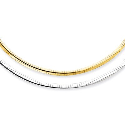 4mm Reversible White &amp; Yellow Domed Omega Necklace 16 Inch 14k Gold ROM4-16, MPN: ROM4-16, 88677456…