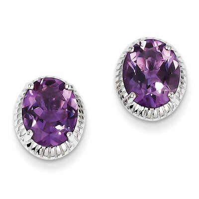 Amethyst Earrings Sterling Silver QE9882AM, MPN: QE9882AM, 883957400631