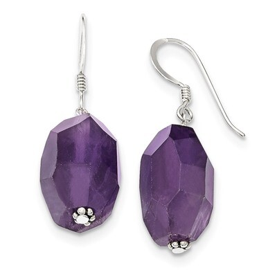 Amethyst Stone Dangle Earrings Sterling Silver QE1332, MPN: QE1332, 886774246611