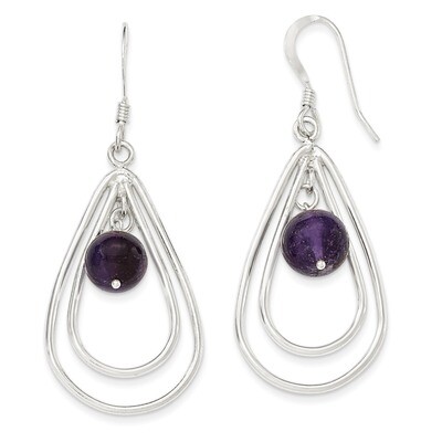 Amethyst Dangle Earrings Sterling Silver QE3043, MPN: QE3043, 886774246598