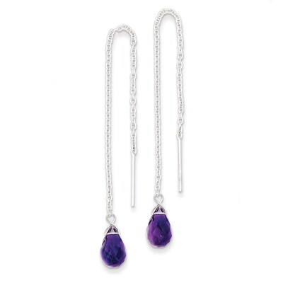 Amethyst Bead Dangle Earrings Sterling Silver QE9448, MPN: QE9448, 886774570396