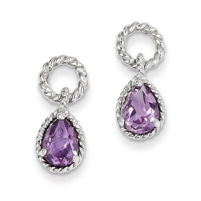 Amethyst Pear Twisted Earrings Sterling Silver QE9796AM, MPN: QE9796AM, 883957501840
