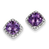 Amethyst and Diamond Earrings Sterling Silver QE9850AM, MPN: QE9850AM, 886774670911