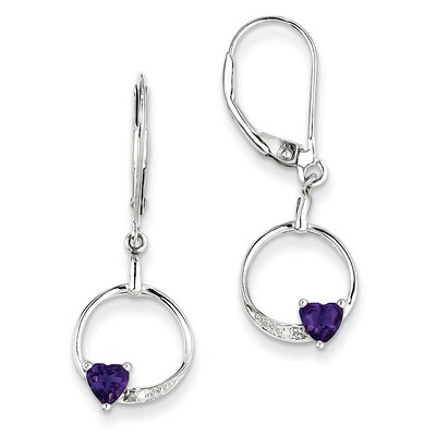 Amethyst Diamond Earrings Sterling Silver QE10251AM, MPN: QE10251AM, 883957460505