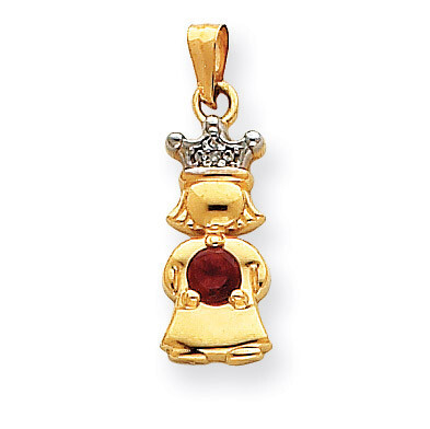 Diamond and Synthetic January Birthstone Girl Pendant 14k Gold XK1064