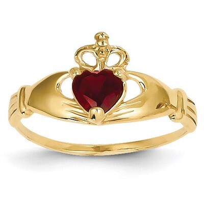 January Birthstone Claddagh Heart Ring 14k Gold Synthetic Diamond D1792, MPN: D1792, 883957898896