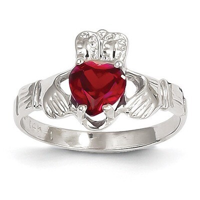 January Birthstone Claddagh Ring 14k White Gold R499, MPN: R499, 883957285177