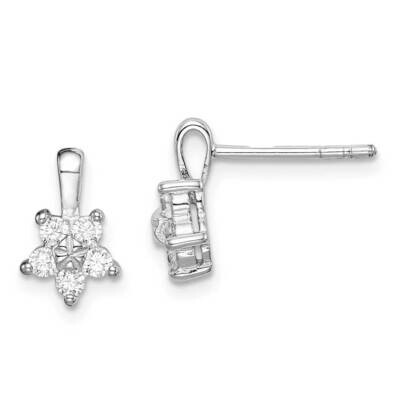 Star Post Earrings Sterling Silver Rhodium Plated CZ Diamond QE14761, MPN: QE14761, 886774101309