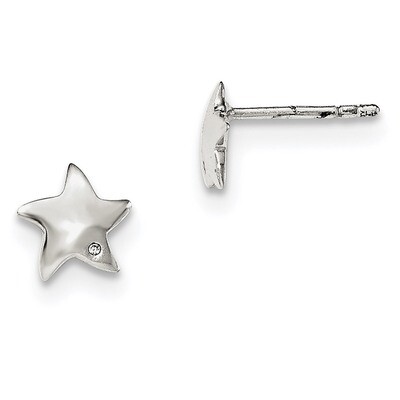 Diamond Star Post Earrings Sterling Silver QE11855, MPN: QE11855, 191101228964