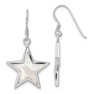 Mop Star Dangle Earrings Sterling Silver Rhodium-Plated Polished QE16492, MPN: QE16492, 196904167595