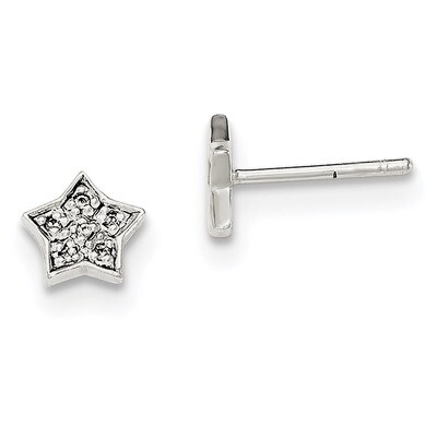 CZ Diamond Star Post Earrings Sterling Silver QE11854, MPN: QE11854, 191101229848