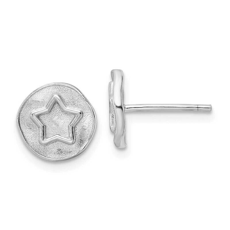 Star In Satin Circle Post Earrings Sterling Silver Rhodium-Plated QE15639, MPN: QE15639, 1969041539…