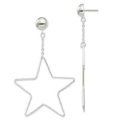 Star Dangle Post Earrings Sterling Silver QE14651, MPN: QE14651, 191101921612