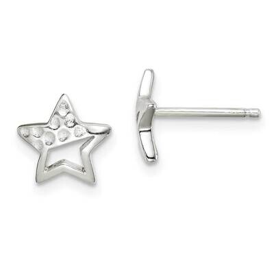 Hammered Star Post Earrings Sterling Silver QE14670, MPN: QE14670, 191101921674