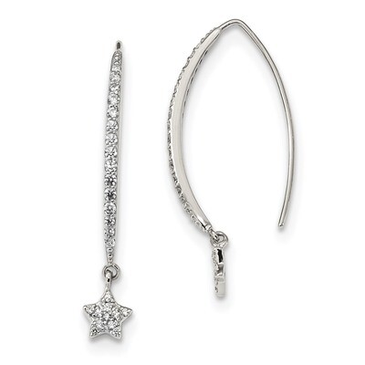 CZ Diamond Star Threader Earrings Sterling Silver QE13785, MPN: QE13785, 886774093734