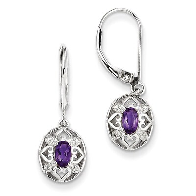 Amethyst Diamond Earrings Sterling Silver QE10239AM, MPN: QE10239AM, 883957460499