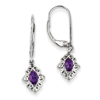 Amethyst Diamond Earrings Sterling Silver QE10237AM, MPN: QE10237AM, 883957400105