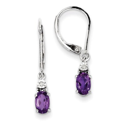 Amethyst Earrings Diamond Sterling Silver QE10173AM, MPN: QE10173AM, 883957399959