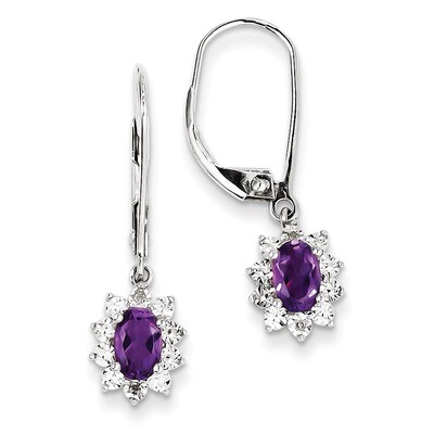 Amethyst Earrings Diamond Sterling Silver QE10159AM, MPN: QE10159AM, 883957434131