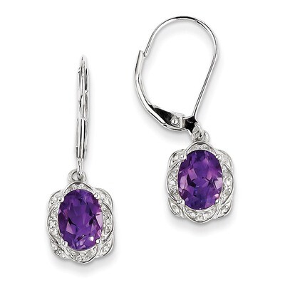 Amethyst Earrings Sterling Silver Diamond QE10151AM, MPN: QE10151AM, 883957399904