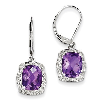 Amethyst Earrings Sterling Silver Diamond QE10143AM, MPN: QE10143AM, 883957399881