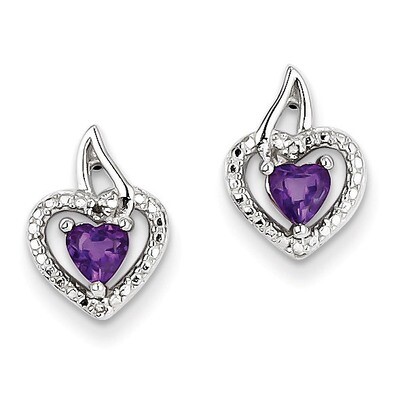 Amethyst Diamond Earrings Sterling Silver QE10229AM, MPN: QE10229AM, 883957460482