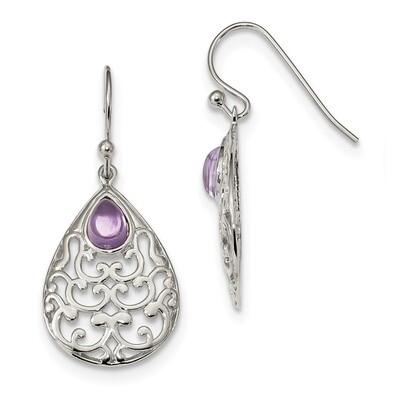 Amethyst Teardrop Shepherd Hook Earrings Sterling Silver QE12569, MPN: QE12569, 191101844096