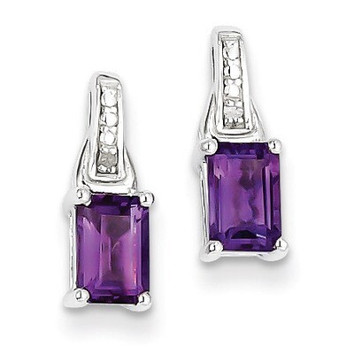 Amethyst Earrings Diamond Sterling Silver QE10171AM, MPN: QE10171AM, 883957460413