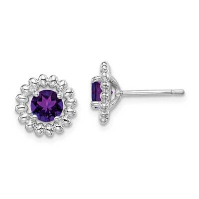 Amethyst Earrings Sterling Silver Rhodium Plated QE14495FEB, MPN: QE14495FEB, 883957832272