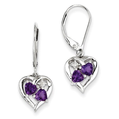 Amethyst Diamond Earrings Sterling Silver QE10257AM, MPN: QE10257AM, 883957356709