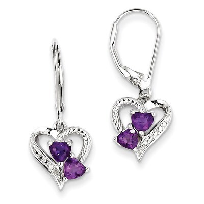 Amethyst Diamond Earrings Sterling Silver QE10255AM, MPN: QE10255AM, 883957599717