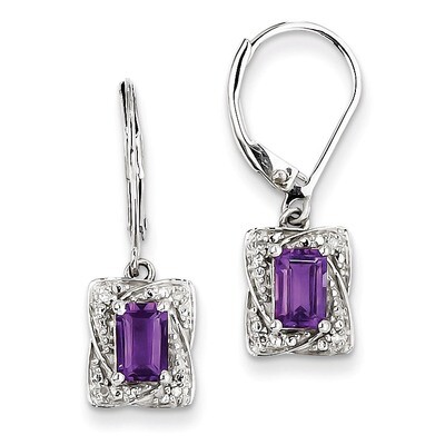 Amethyst Earrings Diamond Sterling Silver QE10167AM, MPN: QE10167AM, 883957356556