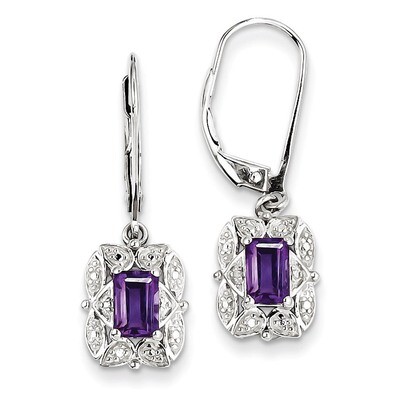 Amethyst Earrings Diamond Sterling Silver QE10165AM, MPN: QE10165AM, 883957356532
