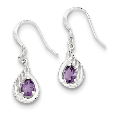 Amethyst Polished Fancy Dangle Earrings Sterling Silver QE7317, MPN: QE7317, 883957519562